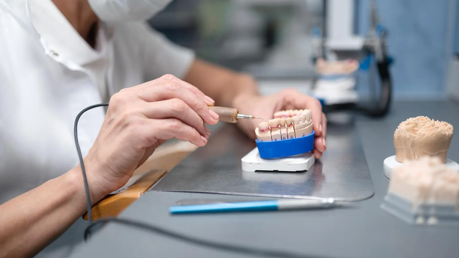 Patient in dental chair during teeth extraction consultation
